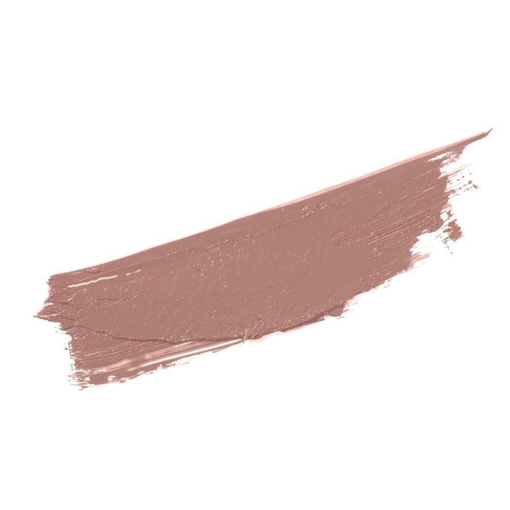 Beigefarbener Lippenstiftstrich auf weißem Hintergrund.