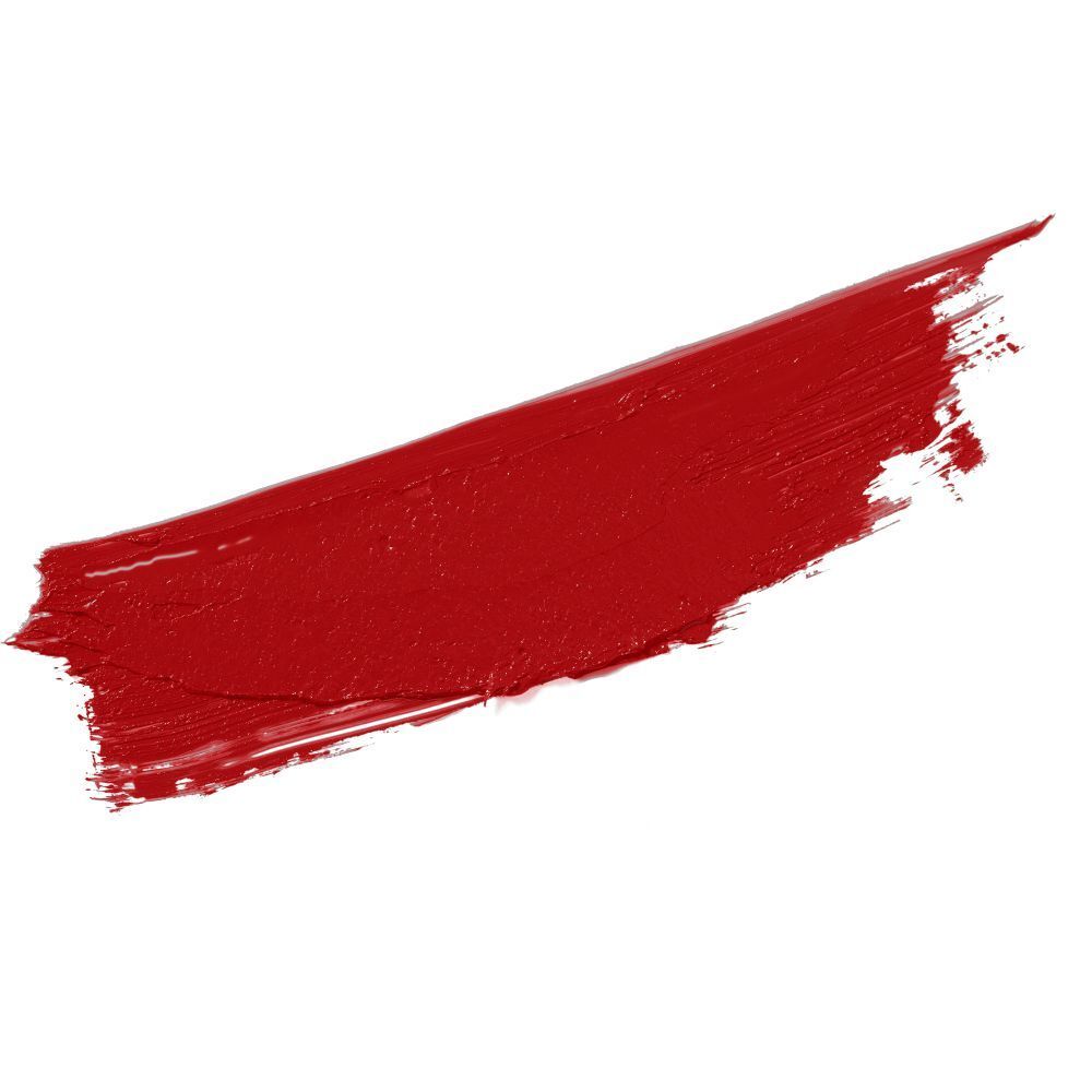 Roter Lippenstift-Abstrich auf weißem Hintergrund.