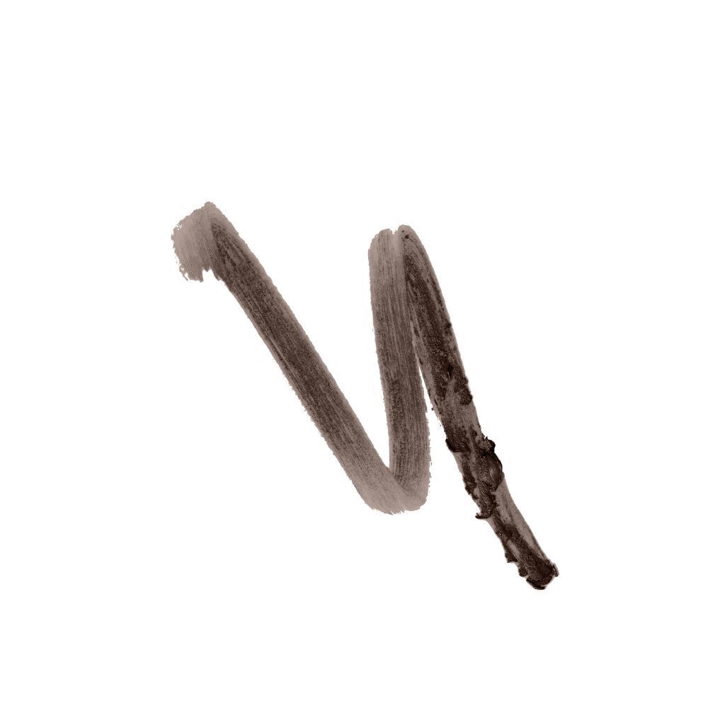 Dunkelbrauner Strich, von einem Augen-Lidschattenstift. Unregelmäßige Form.