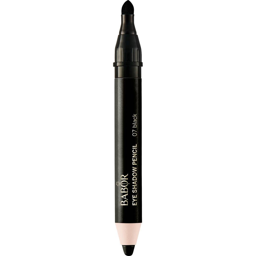 BABOR Eye Shadow Pencil 07 Schwarz. Schwarzer Stift mit zwei Spitzen. Eine Spitze ist hellrosa.