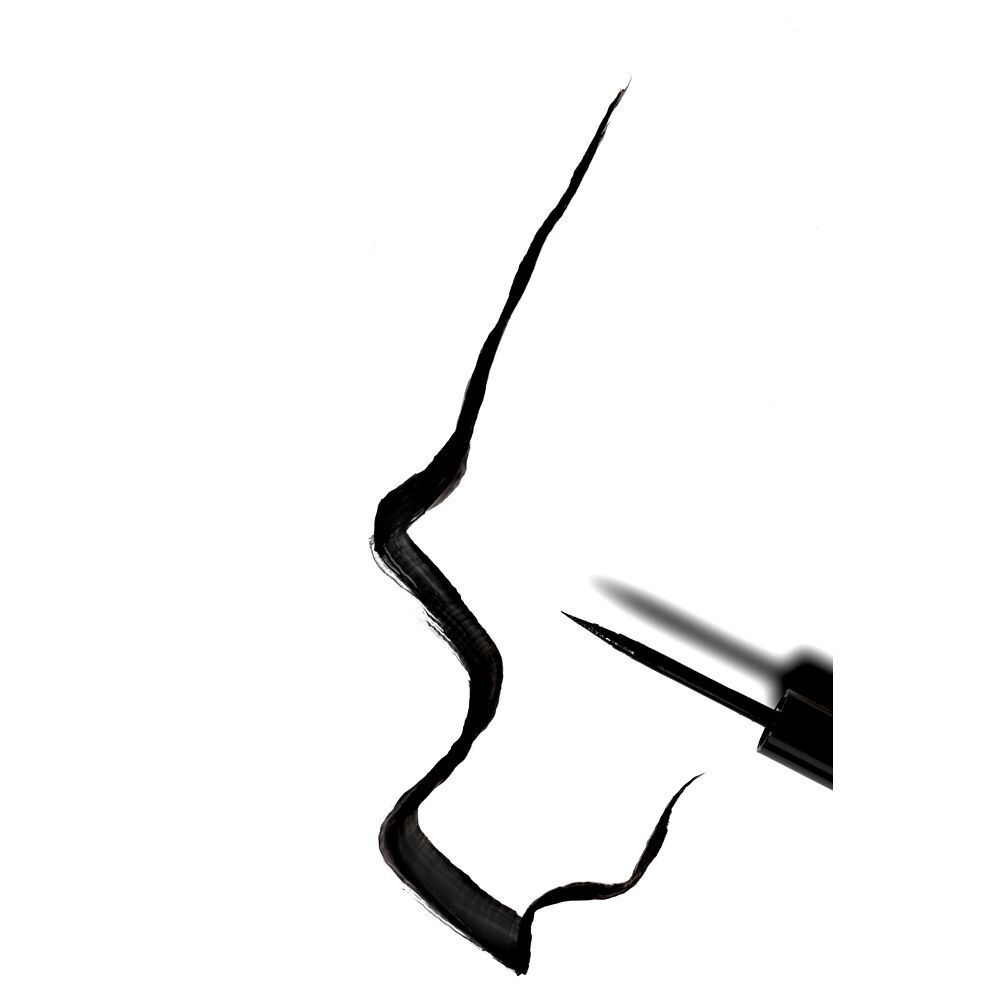 Schwarzer Lidstrich mit Applikator. Schwarze Linie mit Spitze. Applikator mit schwarzem Griff.