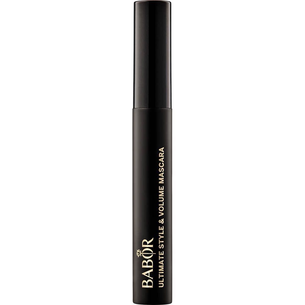 Schwarze Mascara-Tube mit Schriftzug. Marke: Babor. Produkt: Ultimate Style & Volume Mascara.