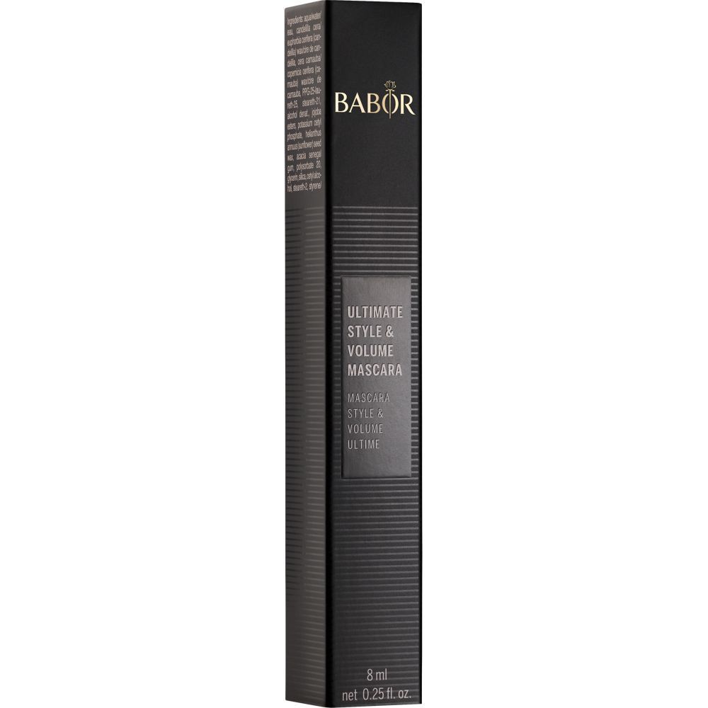 Schwarze Verpackung mit Produktinformationen. Schriftzug Babor. Produktname und Volumenangabe.