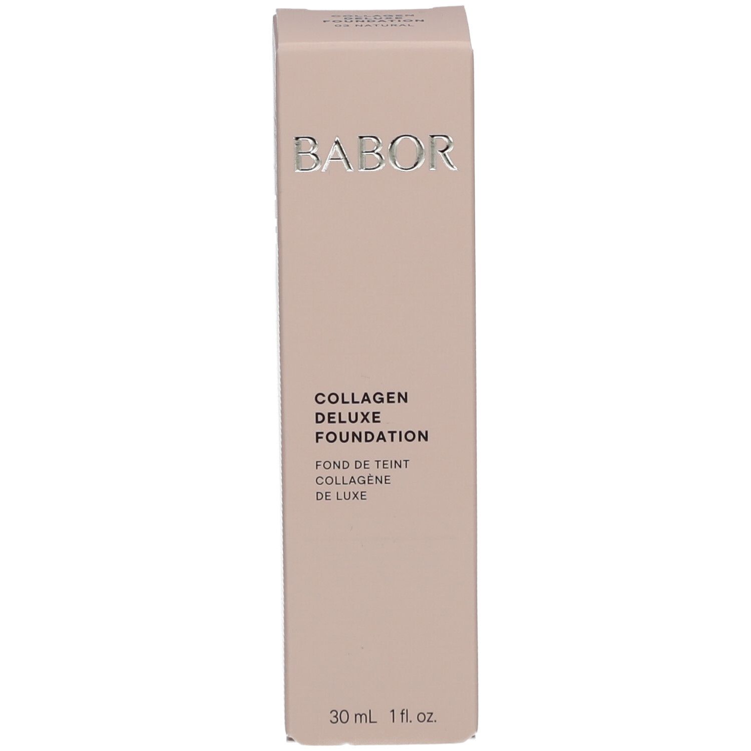 BABOR Foundation-Verpackung, rosa. Produktname und Marke sichtbar.