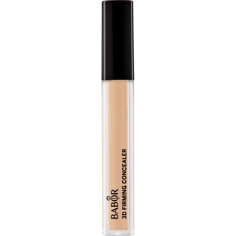 Babor 3D Straffender Concealer 03 Natural. Tube transparente, bouchon noir. Nom du produit et logo visibles.