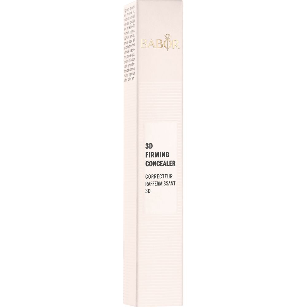 Emballage Babor 3D Straffender Concealer. Boîte blanche avec nom du produit et logo.
