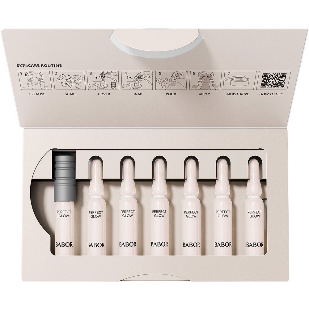 Verpackung mit Ampullen Perfect Glow Serum von BABOR.