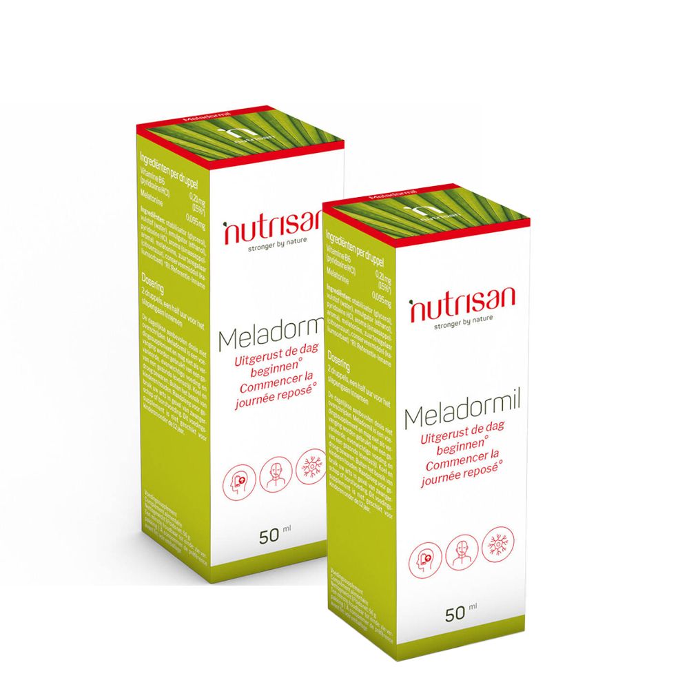Twee dozen met productnaam en logo. Eén toont "1+1 GRATIS".
