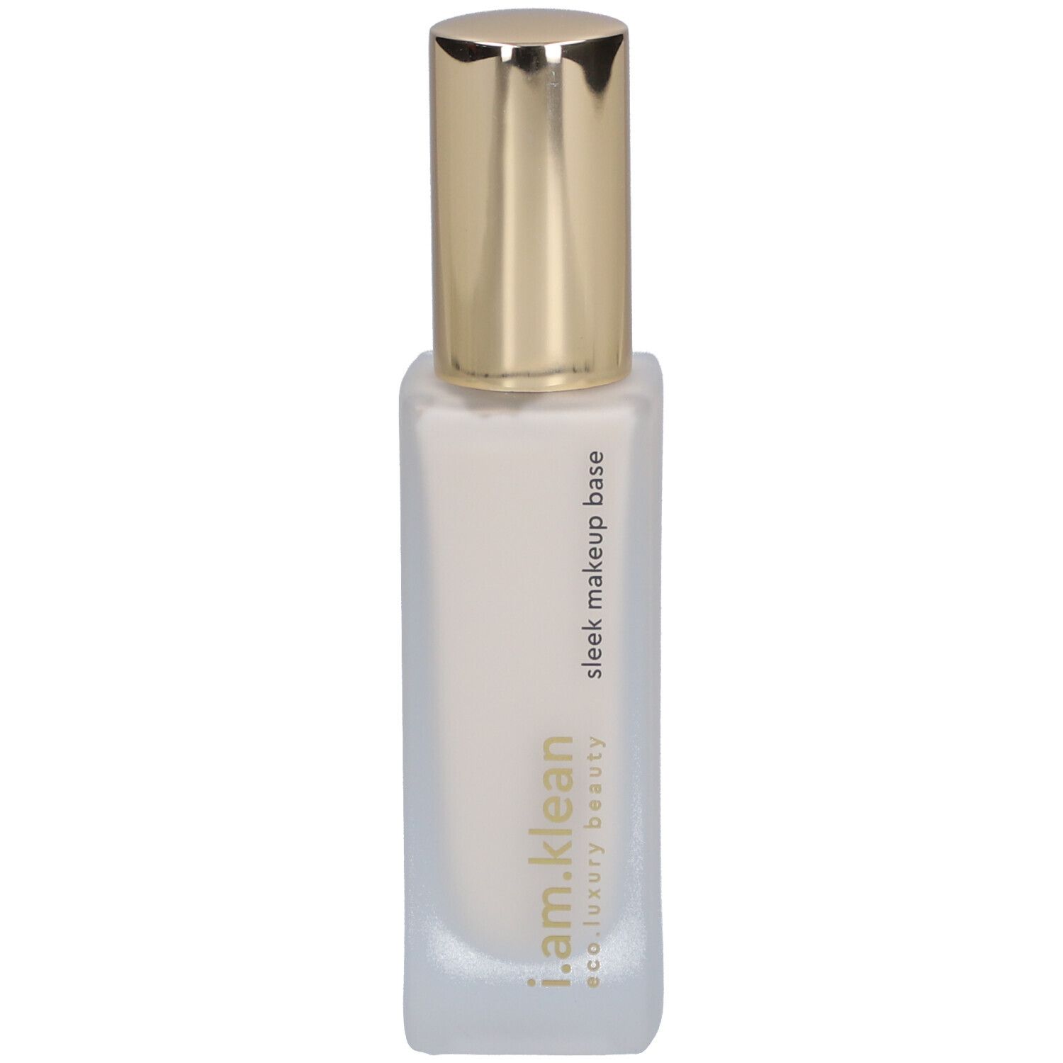 Flakon mit goldfarbenem Deckel. Aufschrift: sleek makeup base, i.am.klean eco luxury beauty.