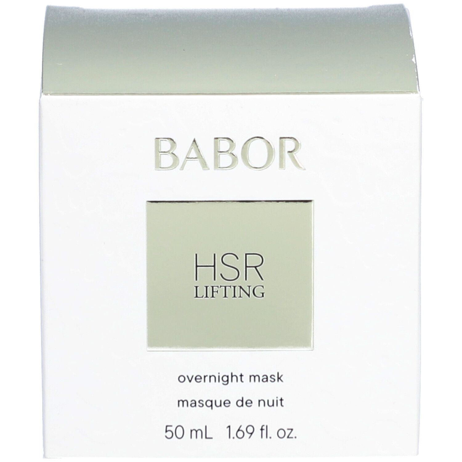 Weiße Schachtel mit "BABOR HSR LIFTING overnight mask".