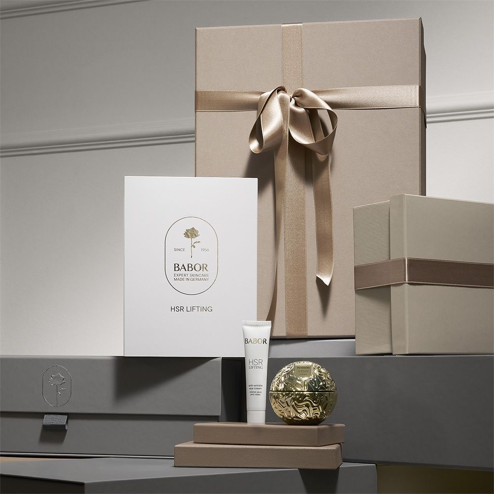 Cadeauset-arrangement met dozen, crème, oogcrème. BABOR-producten.