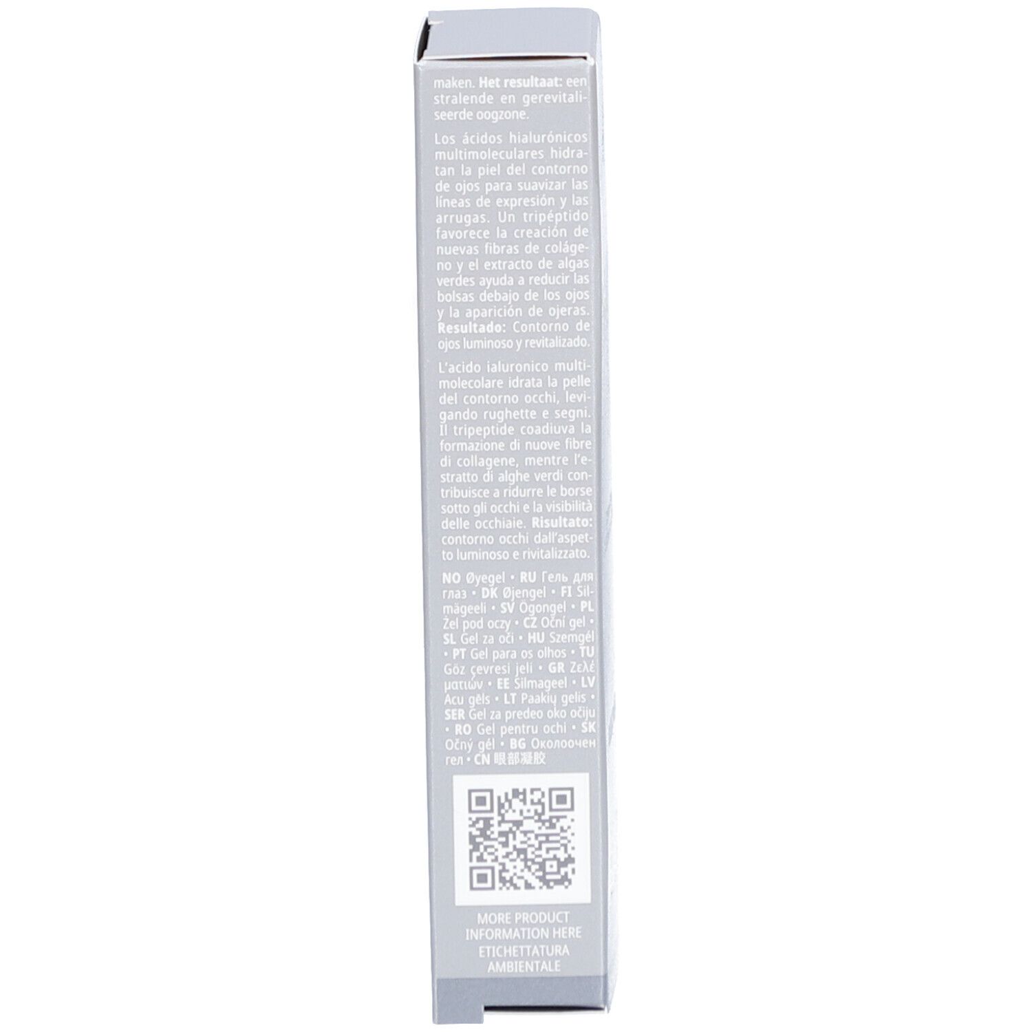 Rückseite der Produktverpackung mit Text. Enthält Informationen zu Inhaltsstoffen und Anwendung.