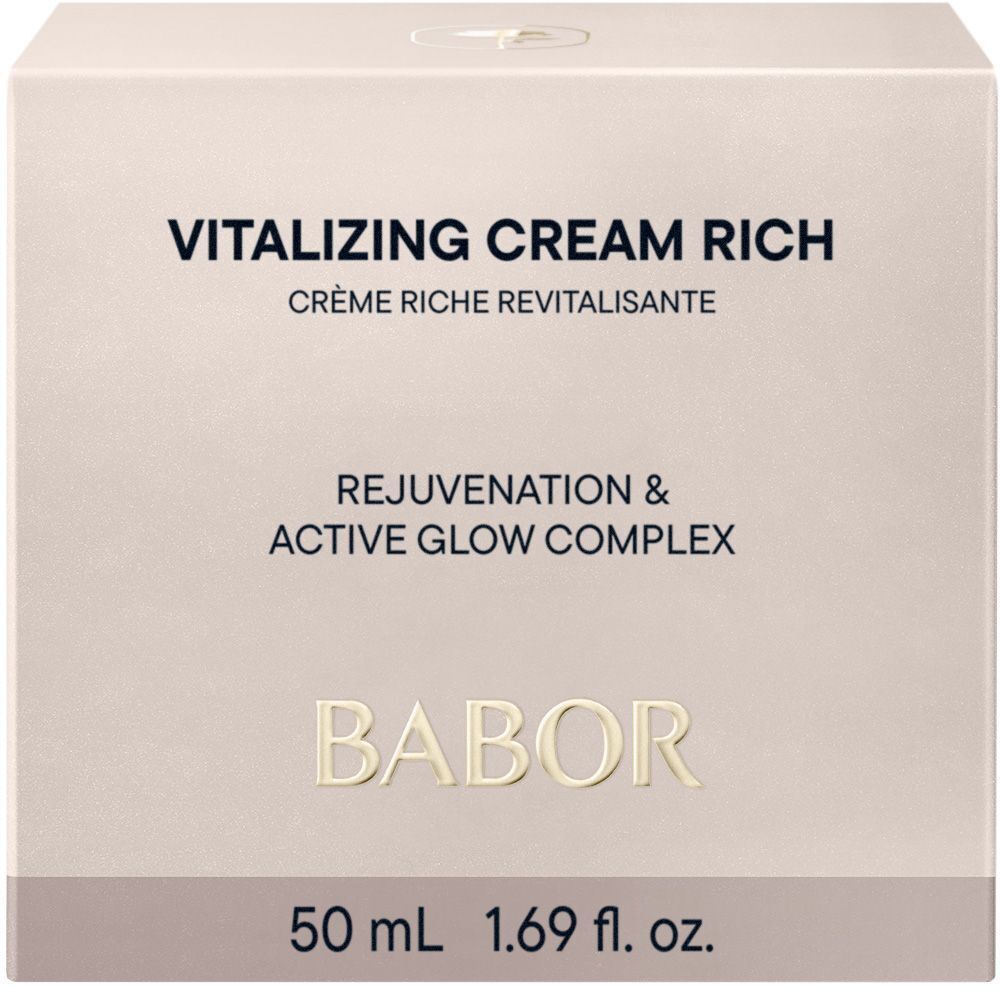 BABOR Skinovage Vitalizing Cream Rich Tiegel mit Seitenansicht.