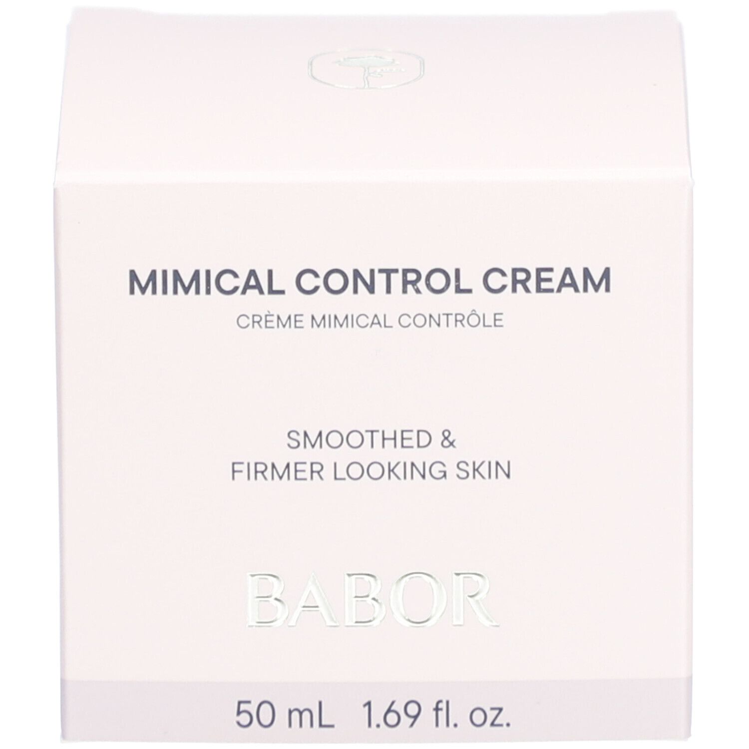 Produktverpackung. Aufschrift MIMICAL CONTROL CREAM, BABOR. 50 ml.