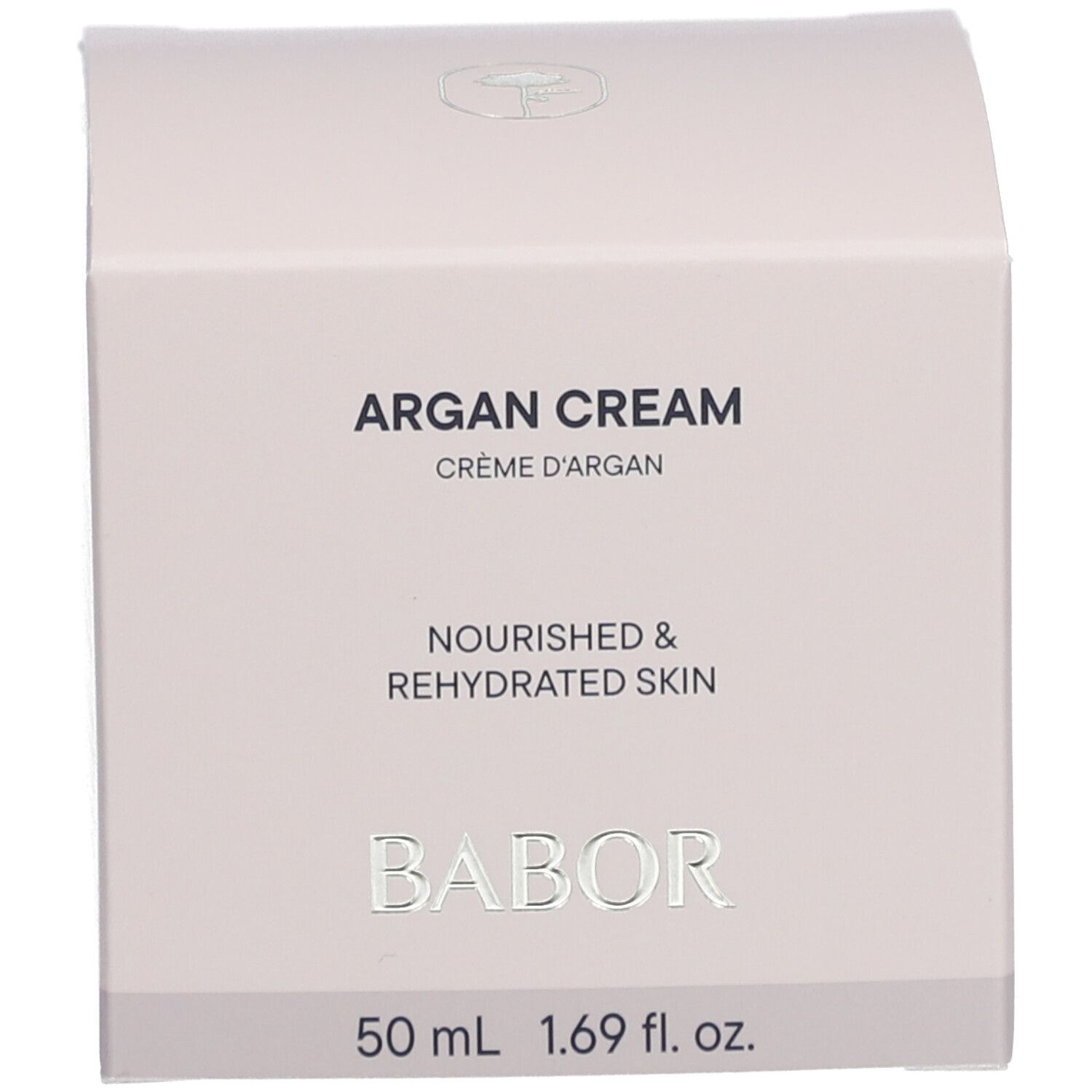 Karton mit Produktinformationen. Auf dem Karton steht ARGAN CREAM.