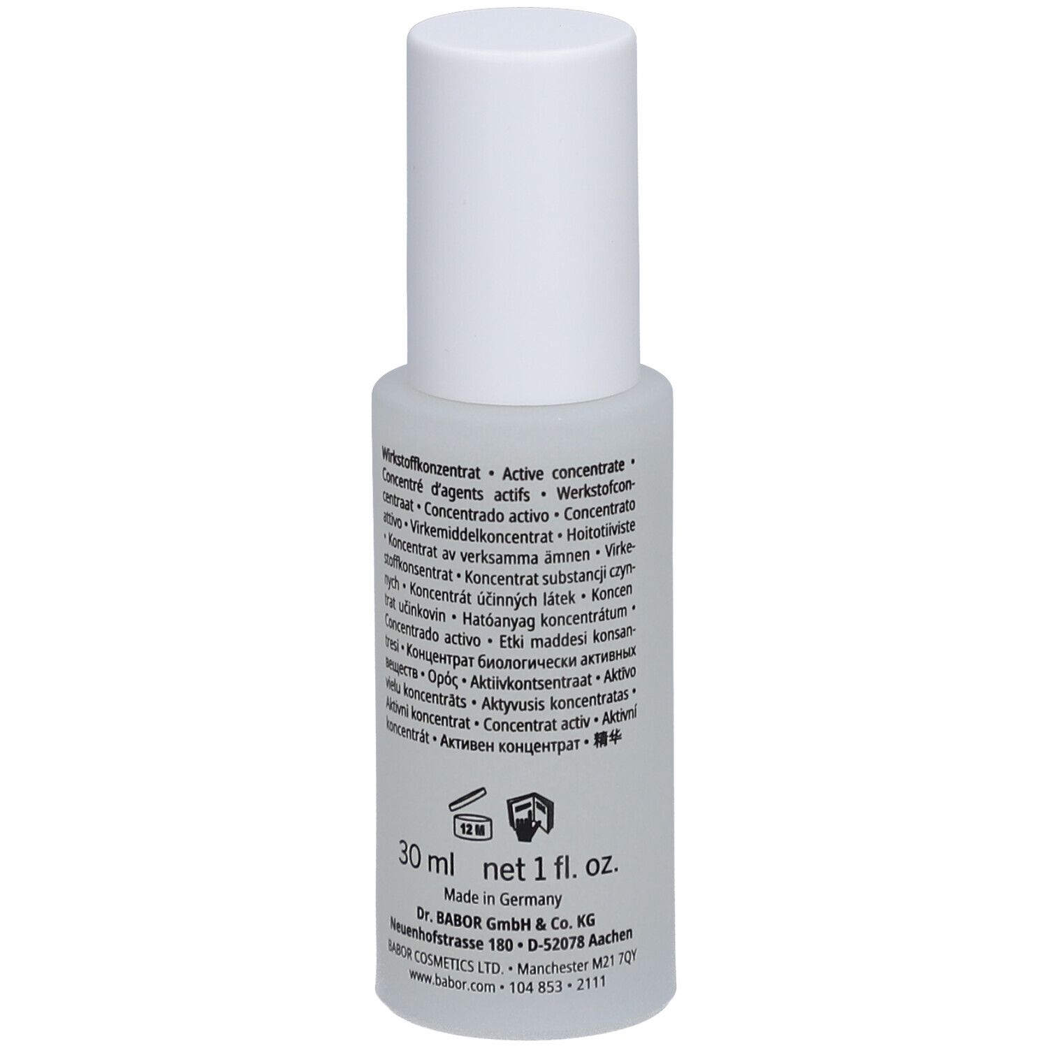 BABOR Skinovage Balancing Serum. Flasche mit weißem Deckel. Aufschrift: 30 ml net 1 fl. oz.