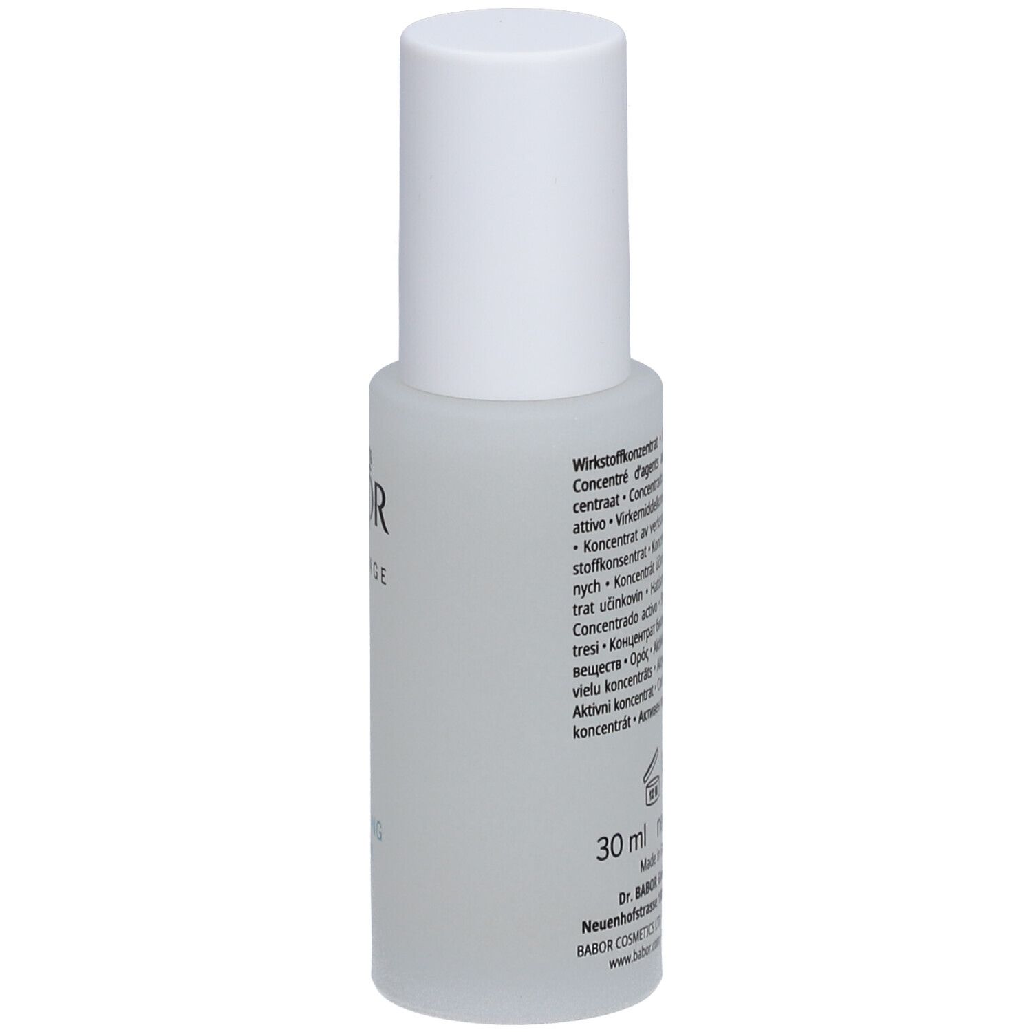 BABOR Skinovage Balancing Serum. Flasche mit weißem Deckel. Aufschrift: 30 ml net 1 fl. oz.