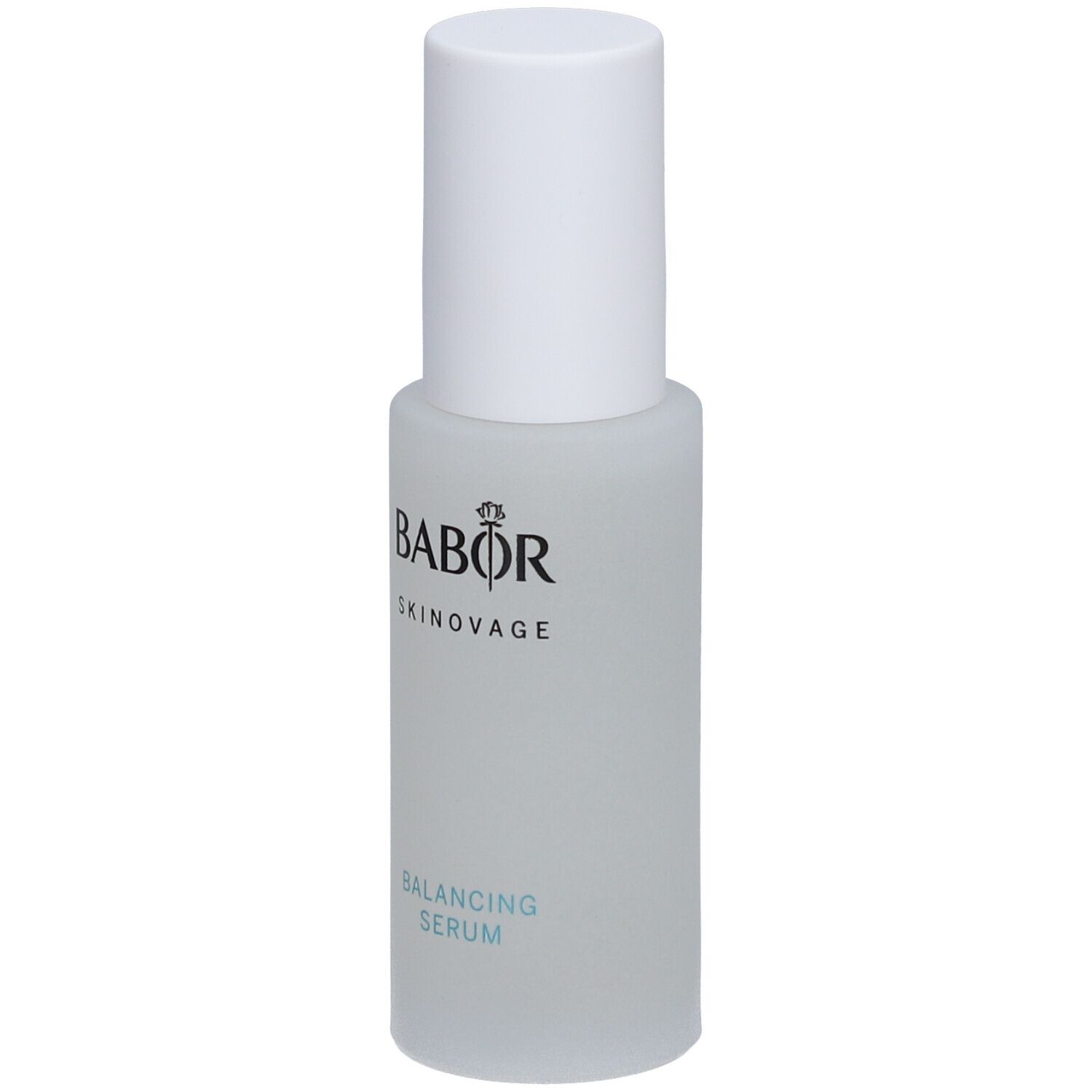 BABOR Skinovage Balancing Serum. Flasche mit weißem Deckel. Aufschrift: Balancing Serum.