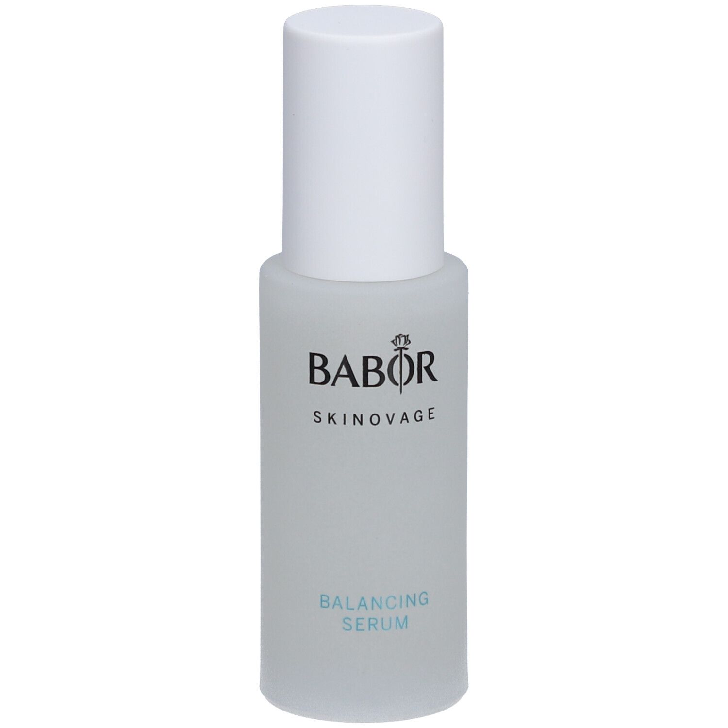 BABOR Skinovage Balancing Serum. Flasche mit weißem Deckel. Aufschrift: Balancing Serum.