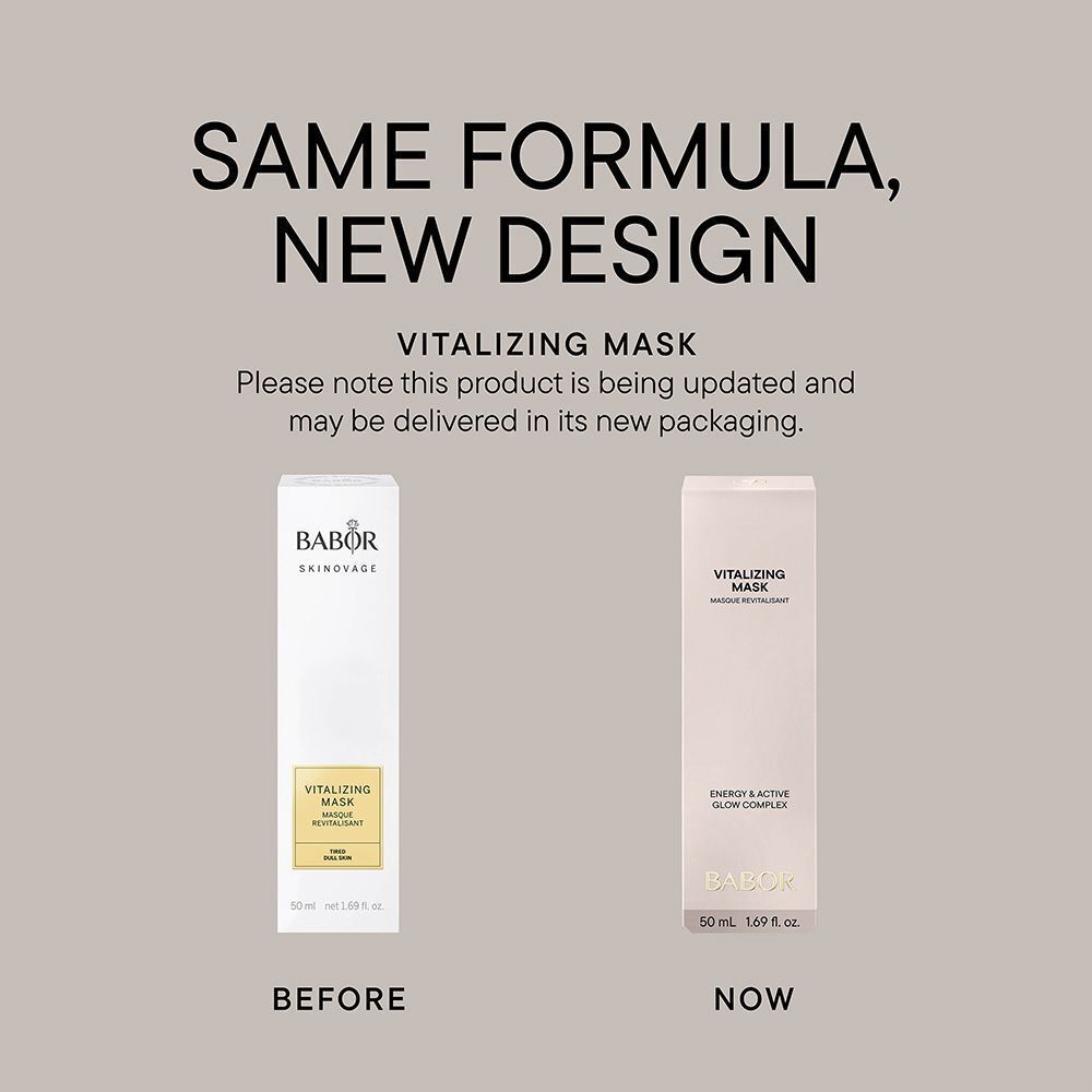 Faltschachtel Babor Vitalizing Mask mit Produktinformationen.