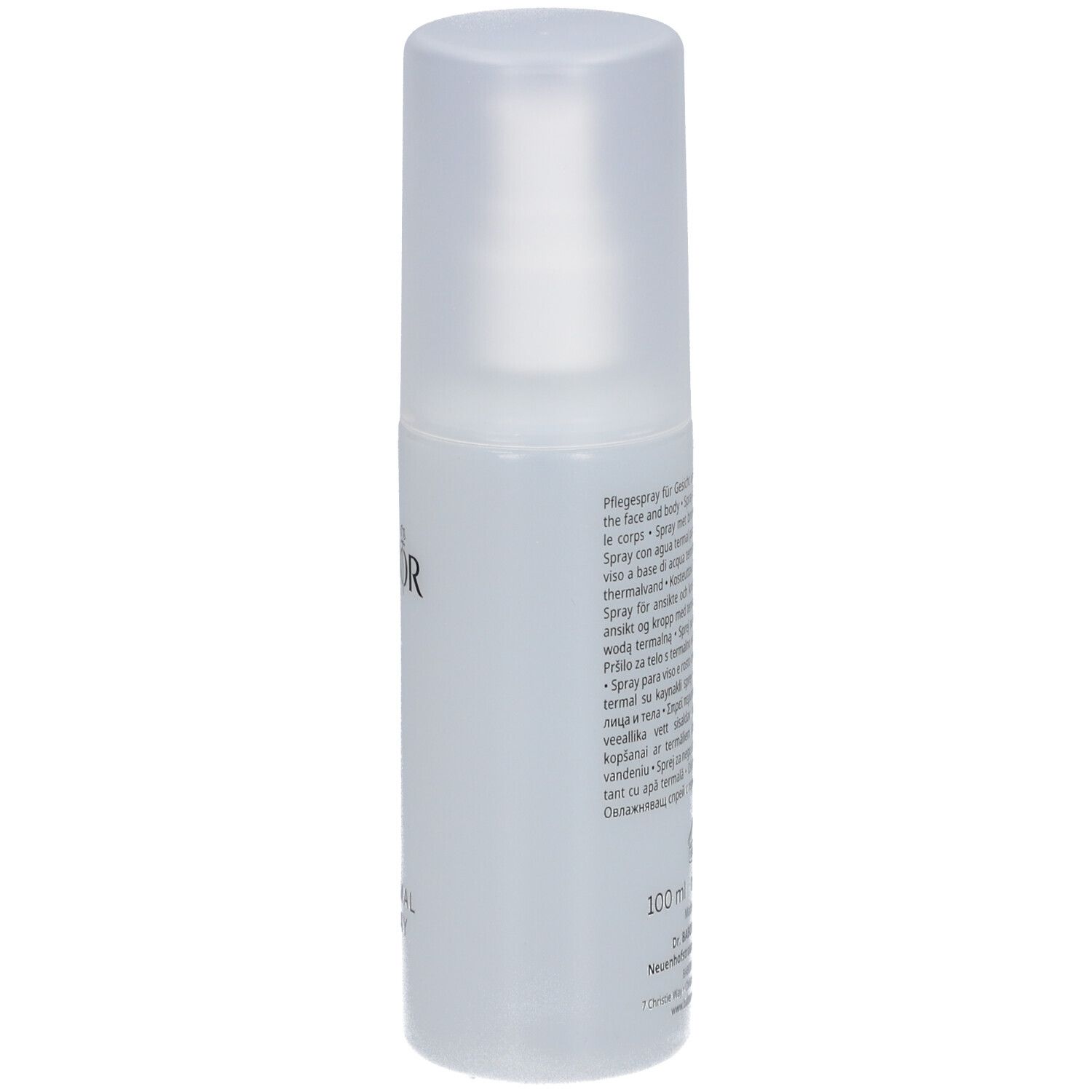 BABOR Thermal Spray, weiße Flasche mit Sprühkopf. Text auf der Rückseite, 100 ml.