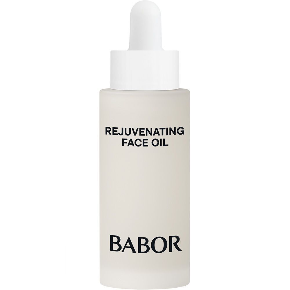 BABOR Rejuvenating Face Oil in mattierter Glasflasche mit Pipettenverschluss.