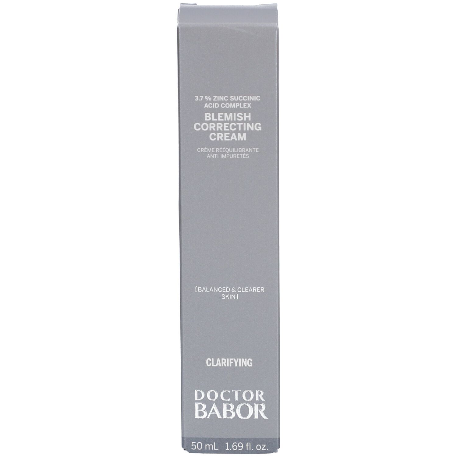Graue Schachtel. Text: Blemish Correcting Cream, Doctor Babor, 50 ml.