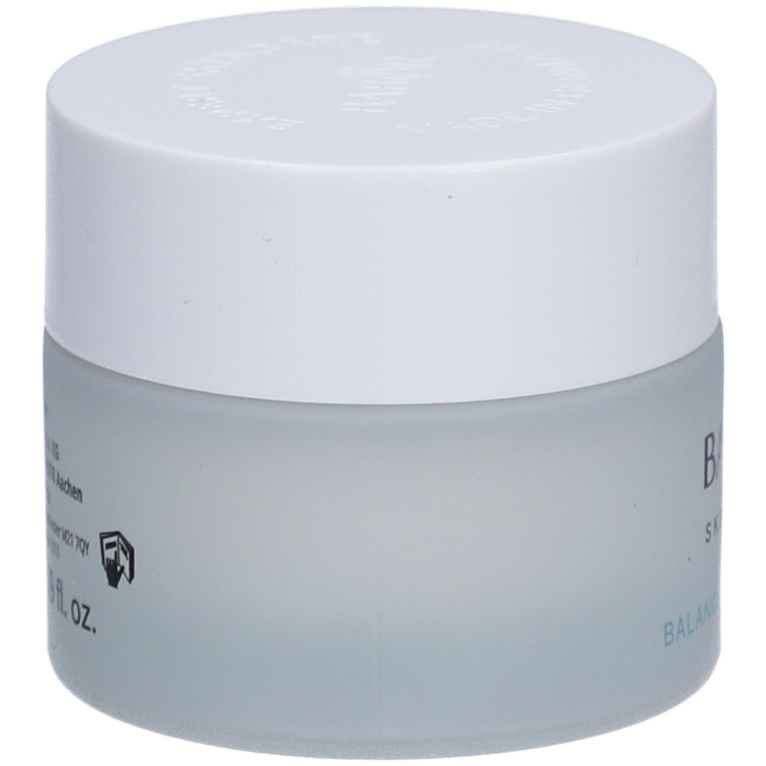 Creme-Tiegel mit weißem Deckel. Auf dem Tiegel steht BABOR SKINAVAGE. Auf der Seite: Informationen.