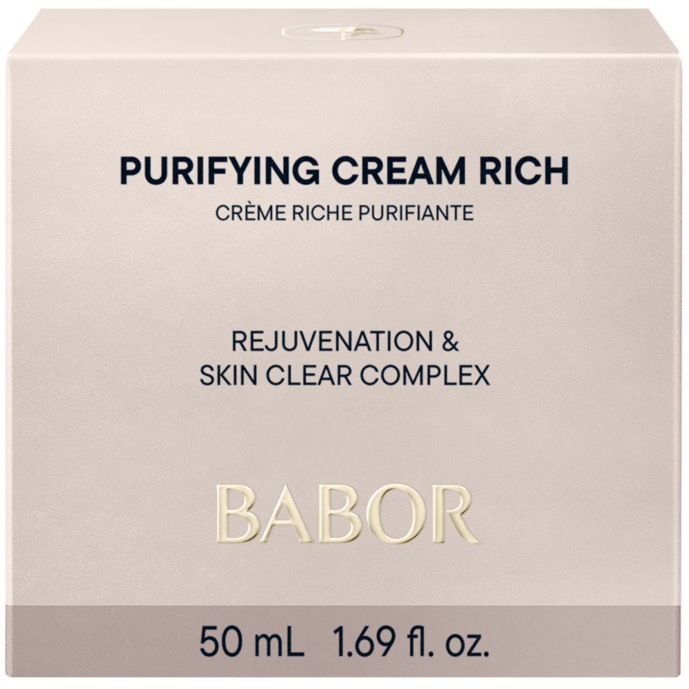 Babor Purifying Cream Rich Kartonverpackung mit Produktinformationen.
