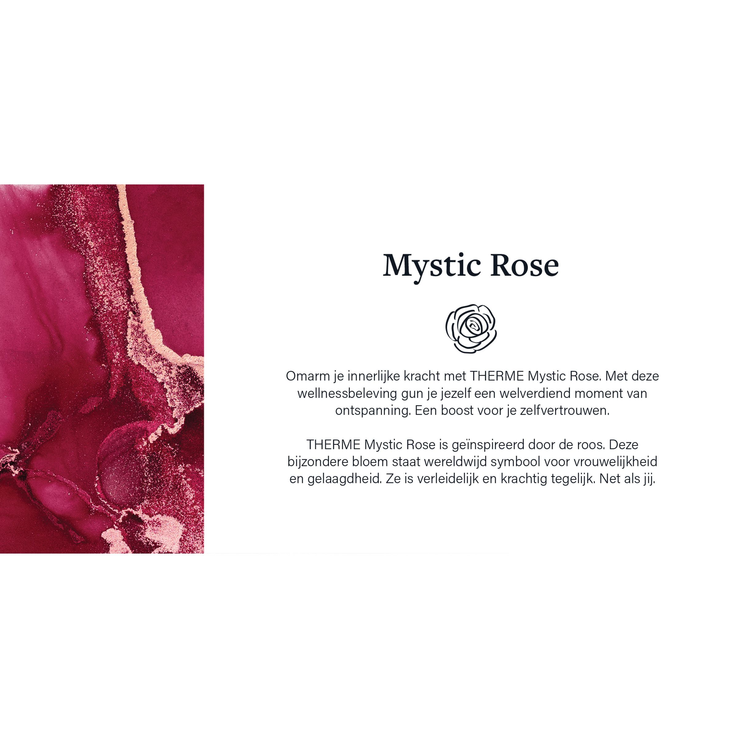 Tekstpagina met Mystic Rose. Tekst over het merk en het product.