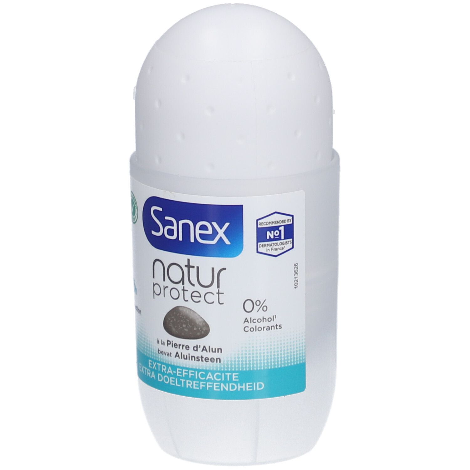 Sanex Natur Protect Roll-on Deodorant mit Alaunstein, 0% Alkohol und Farbstoffe.