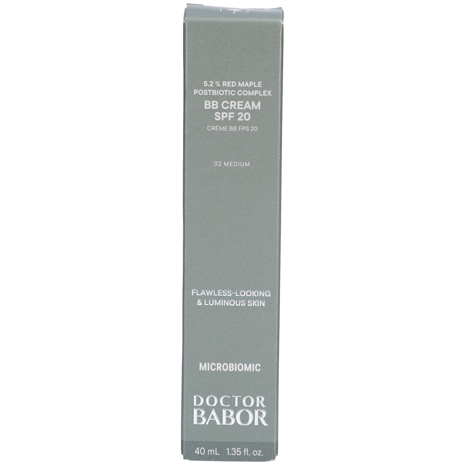 Doos met BB Cream SPF 20. Opschrift: Doctor Babor. 40 ml. Flawless-looking & luminous skin.