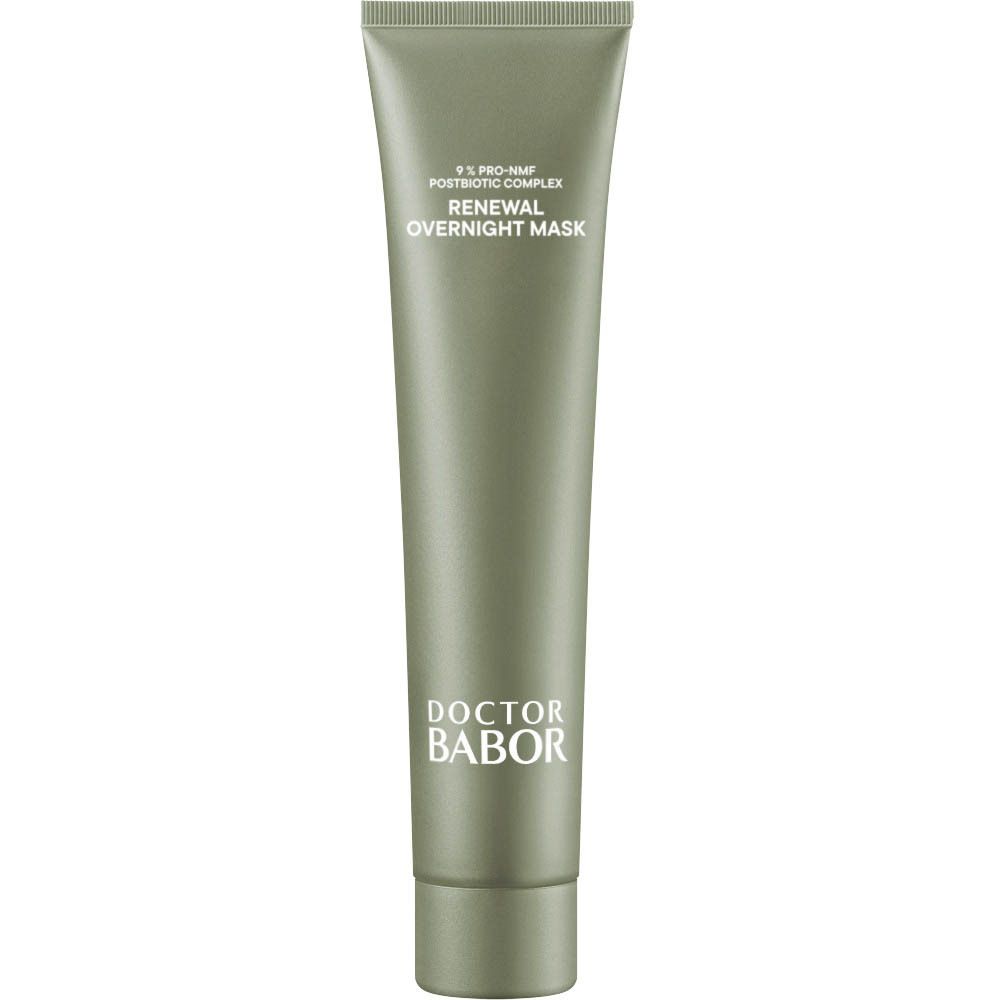 Grüne Tube mit Schraubverschluss. Aufschrift: Renewal Overnight Mask. Marke: Doctor Babor.