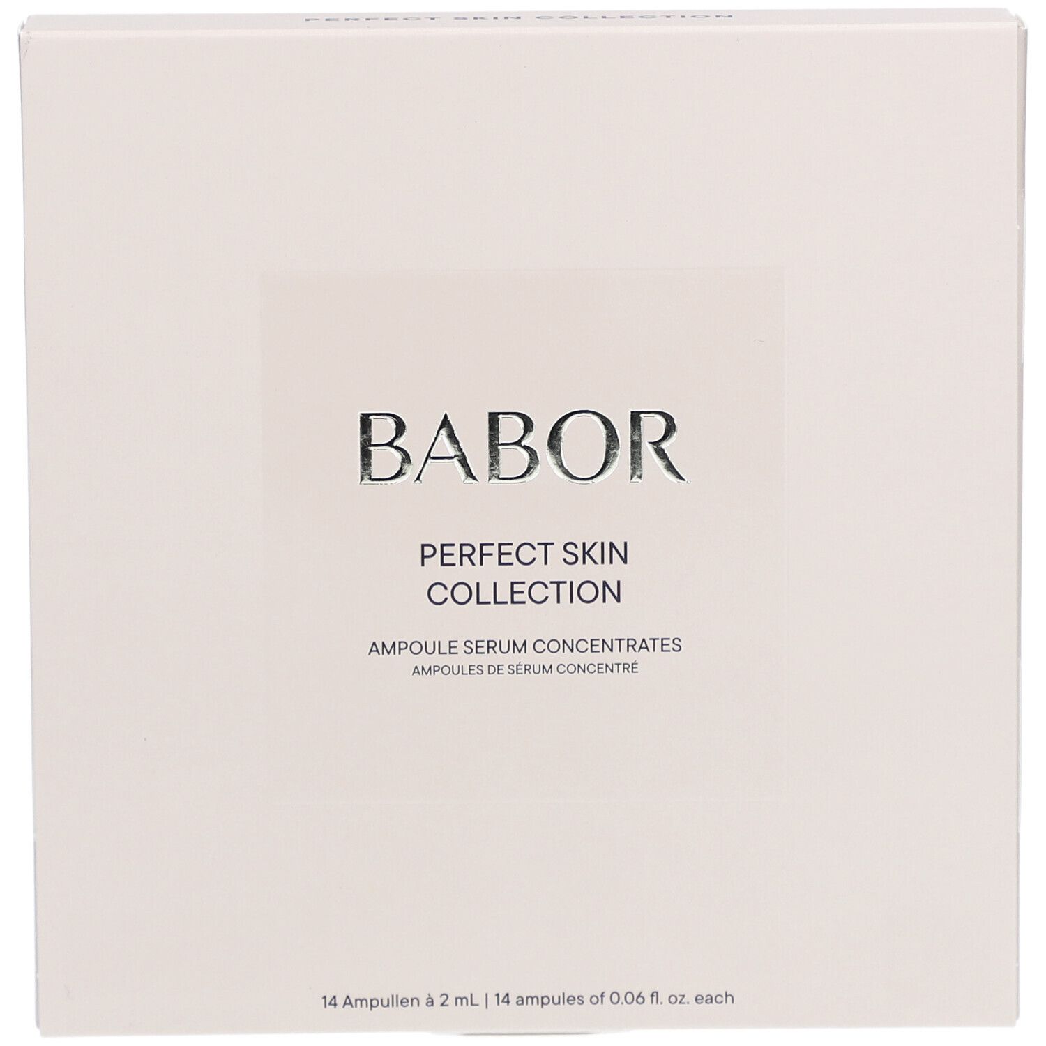 Babor Perfect Skin Collection. Produktverpackung mit Logo und Produktnamen. 14 Ampullen.