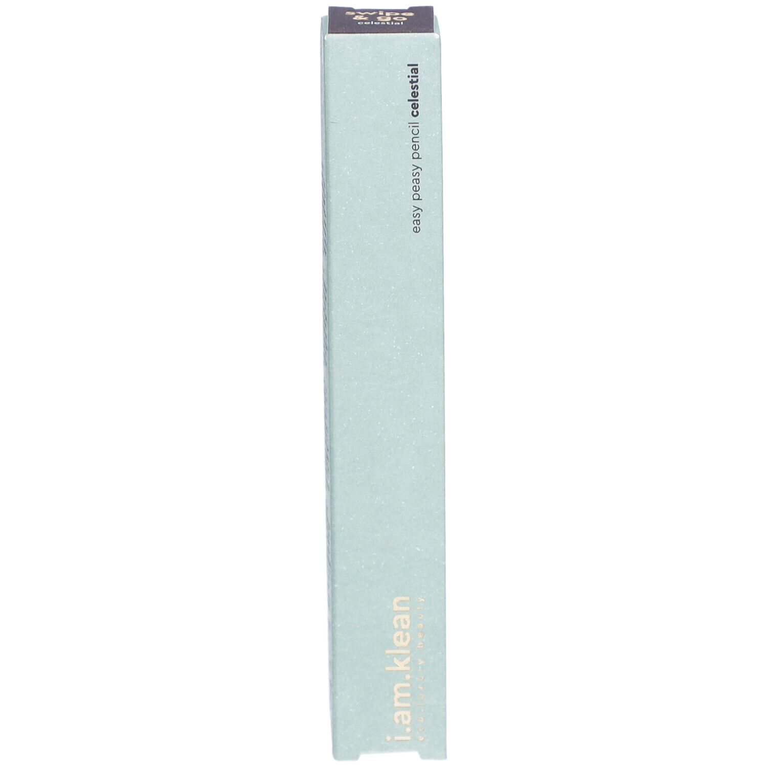 Emballage i.am.klean Eye Pencil Easy Peasy Celestial. Boîte vert clair avec nom du produit et logo.