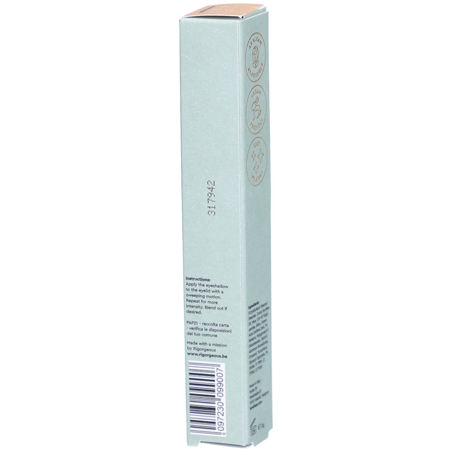 i.am.klean Eye Pencil Easy Peasy Champagner. Hellgrüne Verpackung. Gebrauchsanweisung und Barcode. Eckige Form.