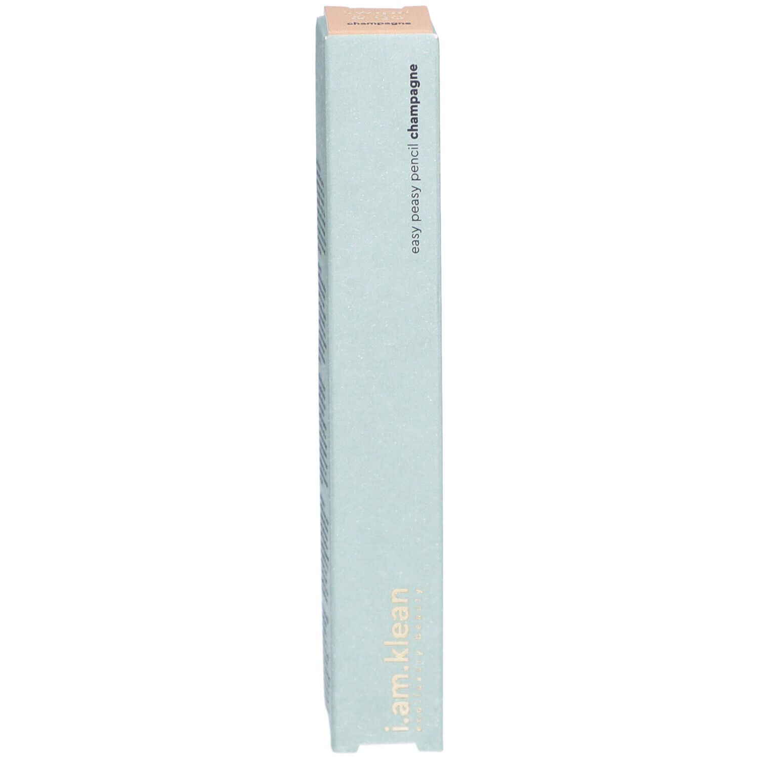 i.am.klean Eye Pencil Easy Peasy Champagner. Hellgrüne Verpackung. Produktname und Marke sichtbar. Eckige Form.