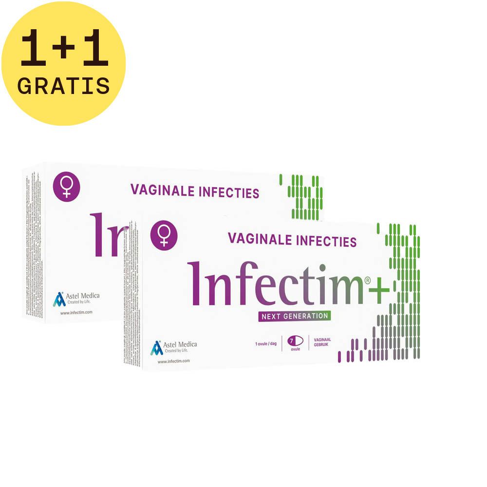 Twee pakken Infectim+ Vaginale Infecties, Next Generation.