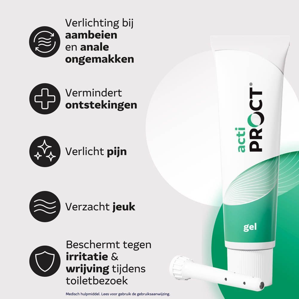 Acti-Proct Gel tube en verpakking met voordelen.