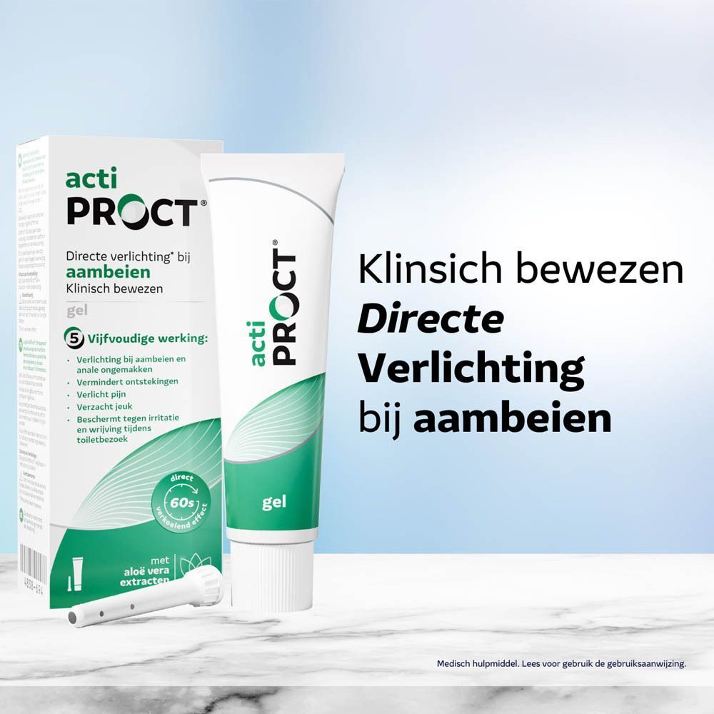 Acti-Proct Gel tube en verpakking met voordelen.