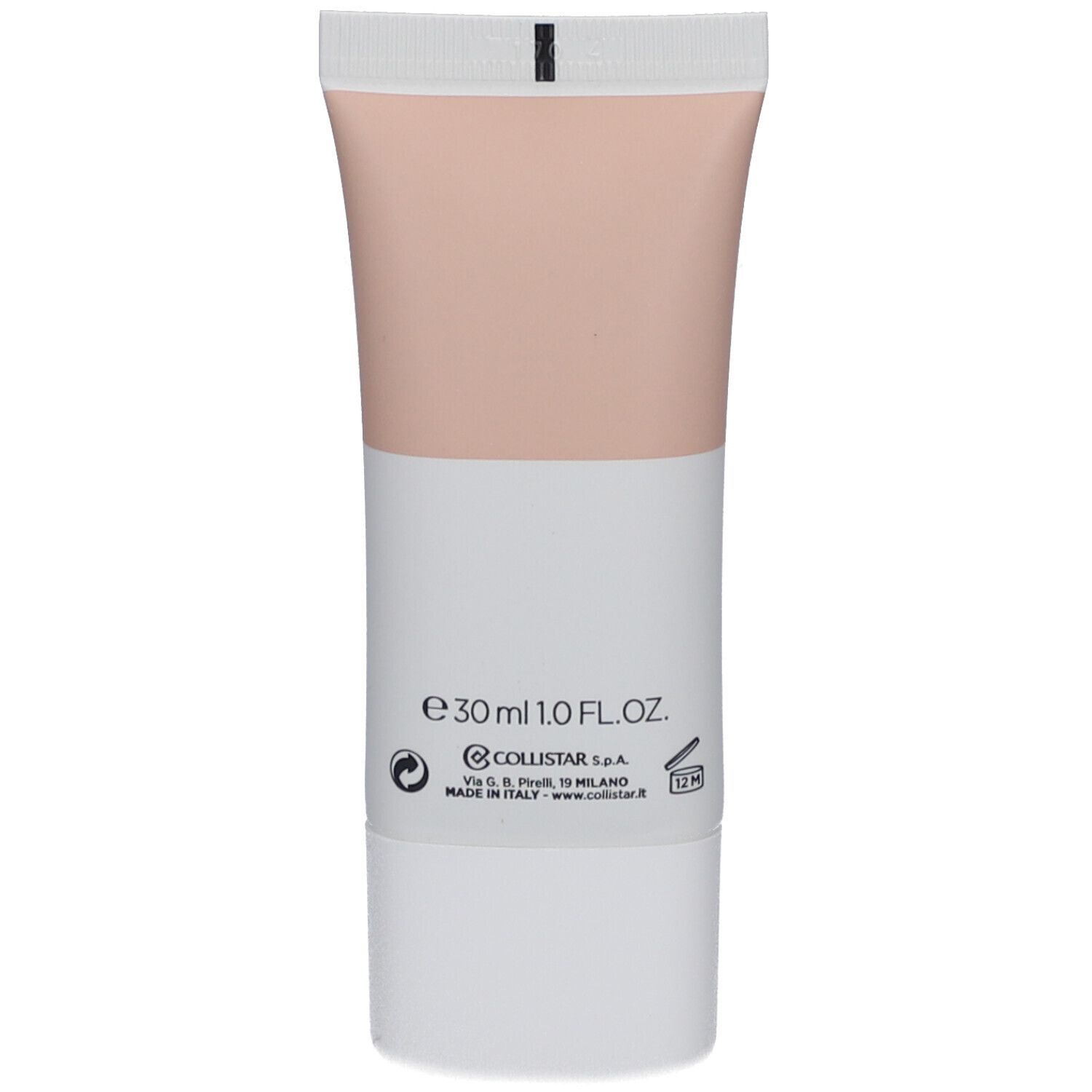 Creme-Tube, zweifarbig, rosa und weiß. Aufdrucke: e 30 ml 1.0 FL.OZ., Collistar-Logo, Text und Symbole.