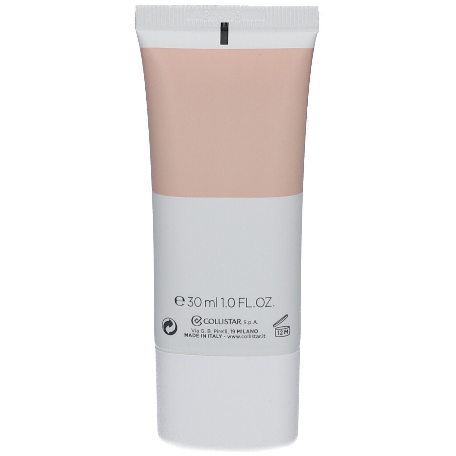 Tube mit Make-up-Basis. Farbton: Rosa. Aufdrucke: e 30 ml 1.0 FL.OZ., Collistar, Made in Italy.
