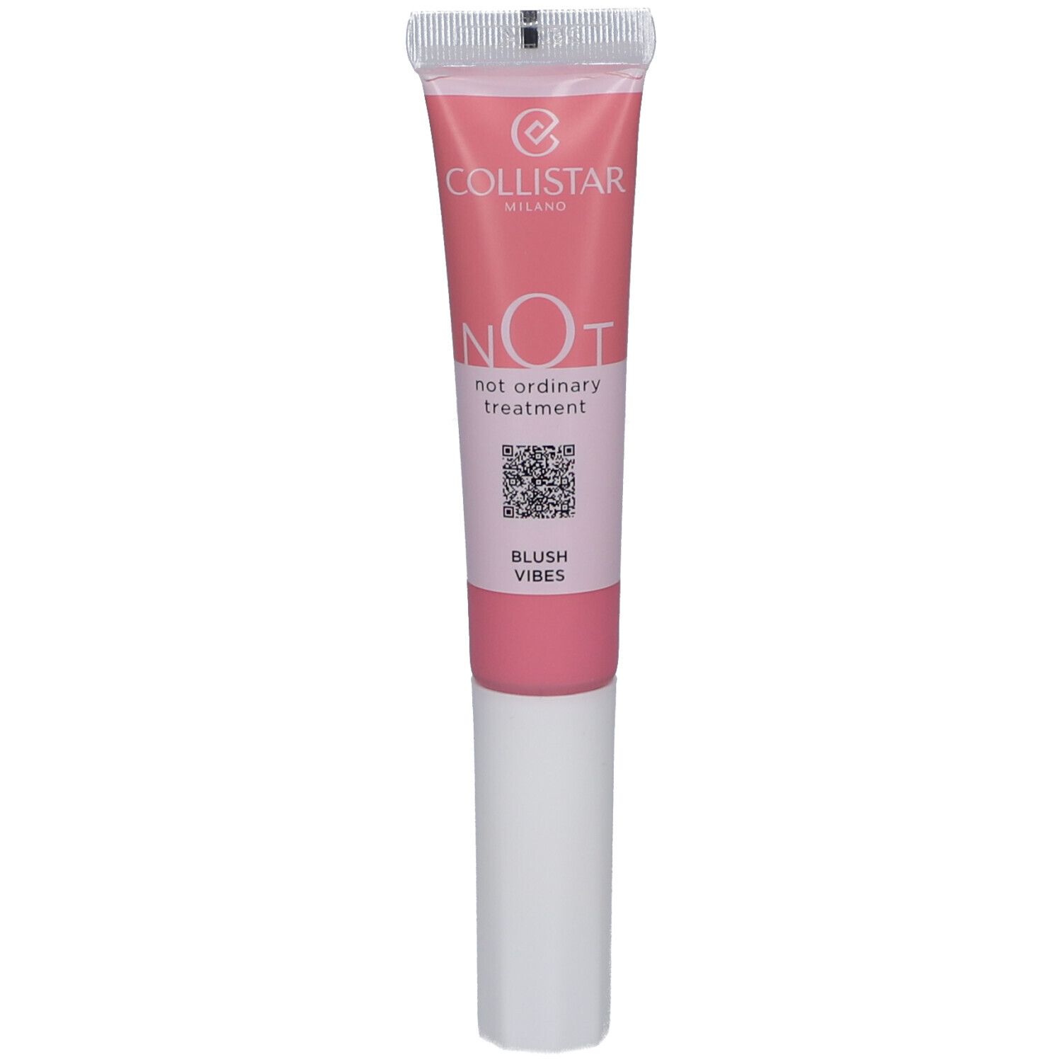 Rosa Tube mit weißem Applikator. Text: Collistar, NOT, Blush Vibes.