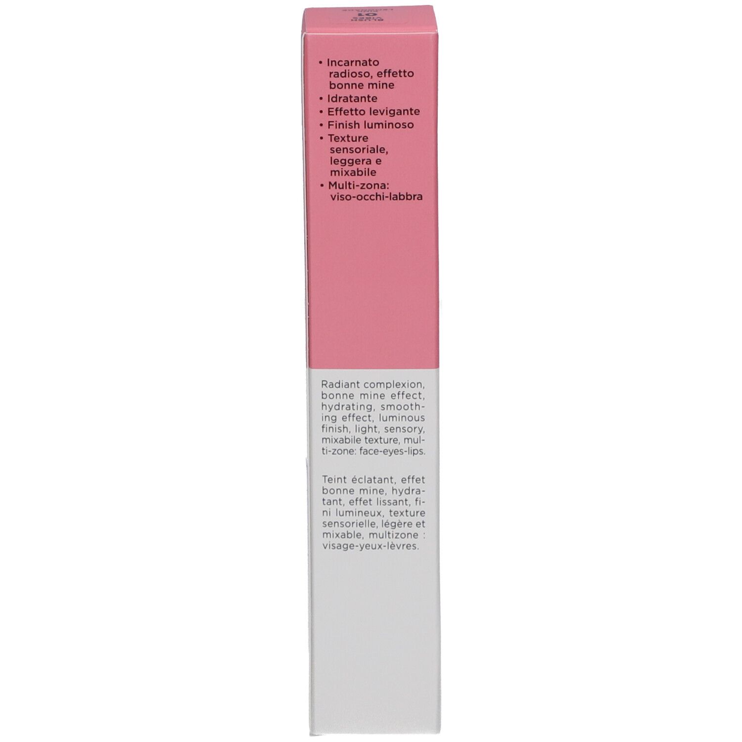 Rosa Verpackung. Text: Eigenschaften, Collistar.