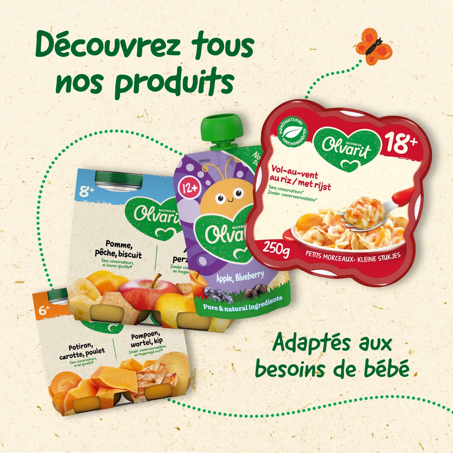 Olvarit Teller 12m+ Spaghetti Bolognese. Emballage jaune avec image du produit et texte en français.