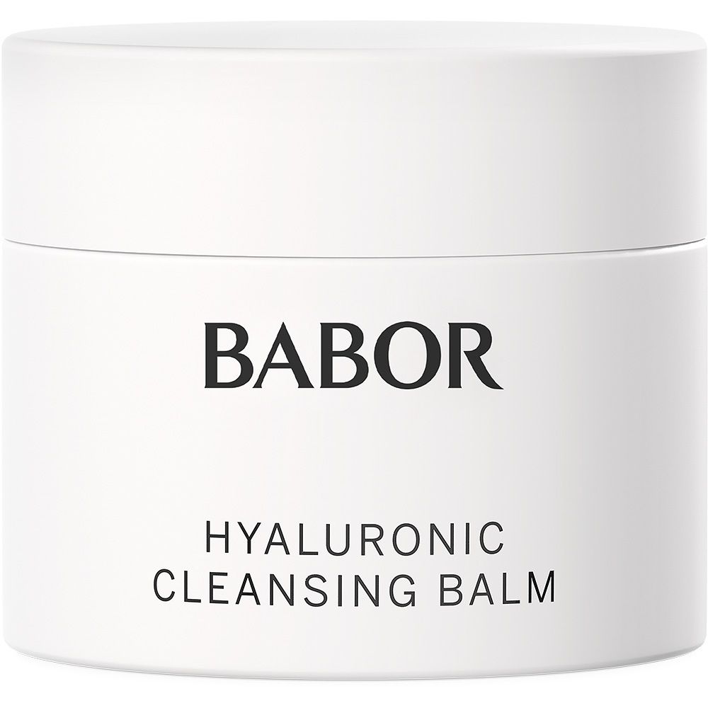 BABOR Hyaluronsäure Reinigungsbalsam in weißem Tiegel.