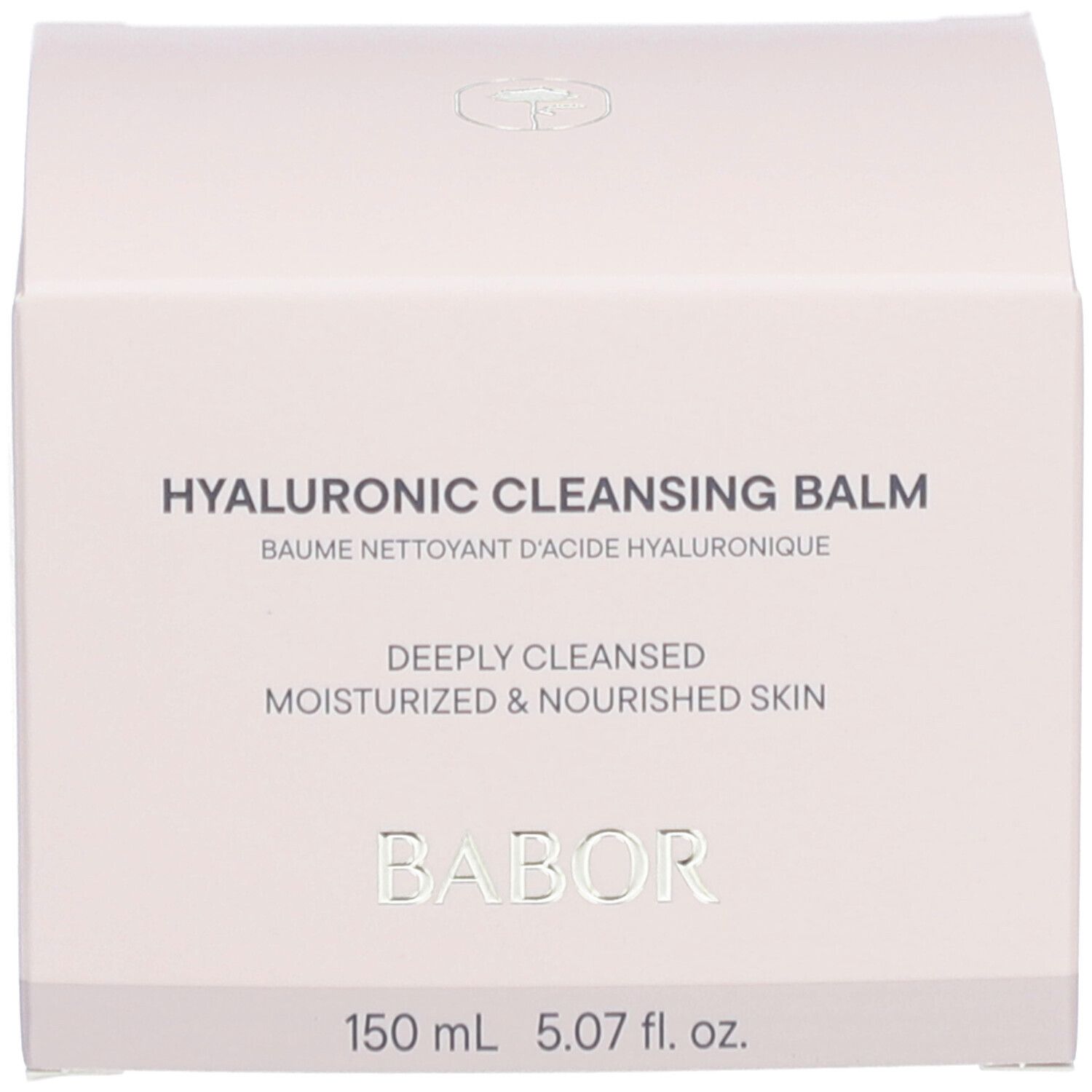 Rosa Karton. Aufschrift: HYALURONIC CLEANSING BALM, BABOR, 150 ml.