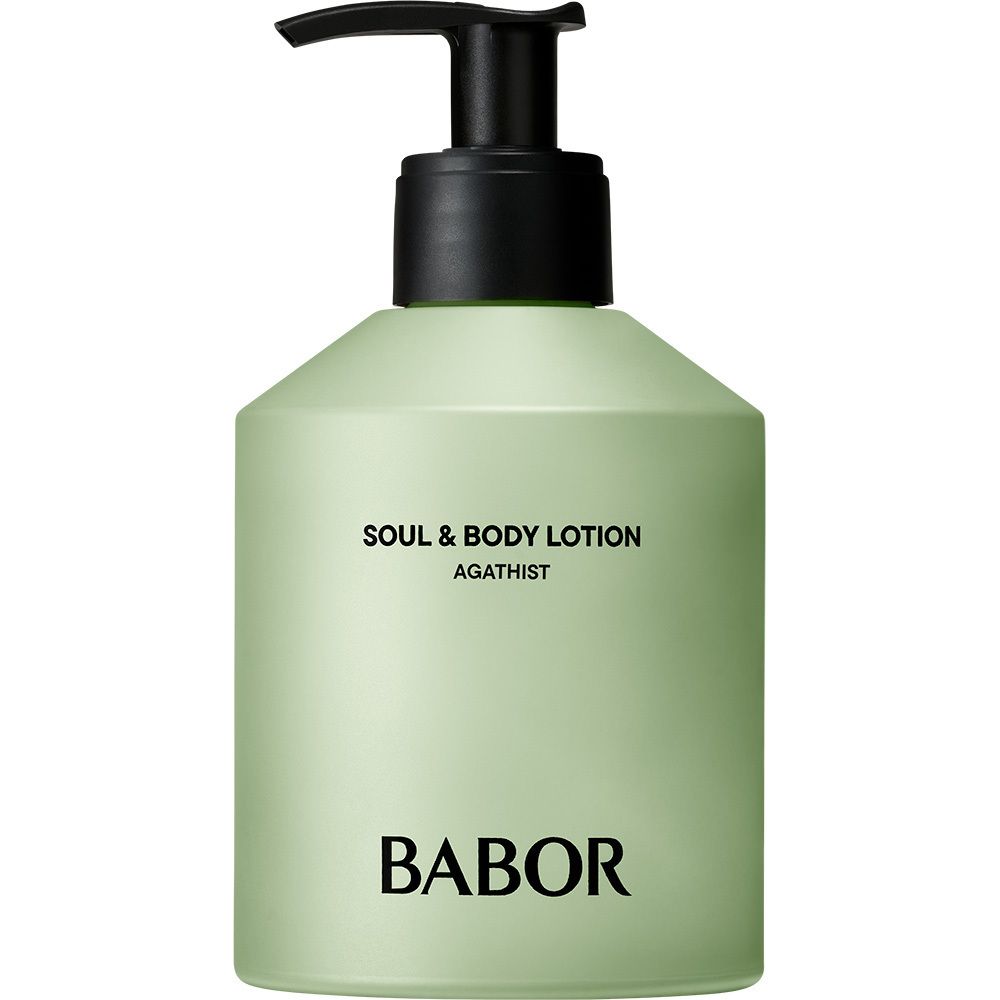 Babor Soul & Body Lotion Agathist in einer hellgrünen Pumpflasche.