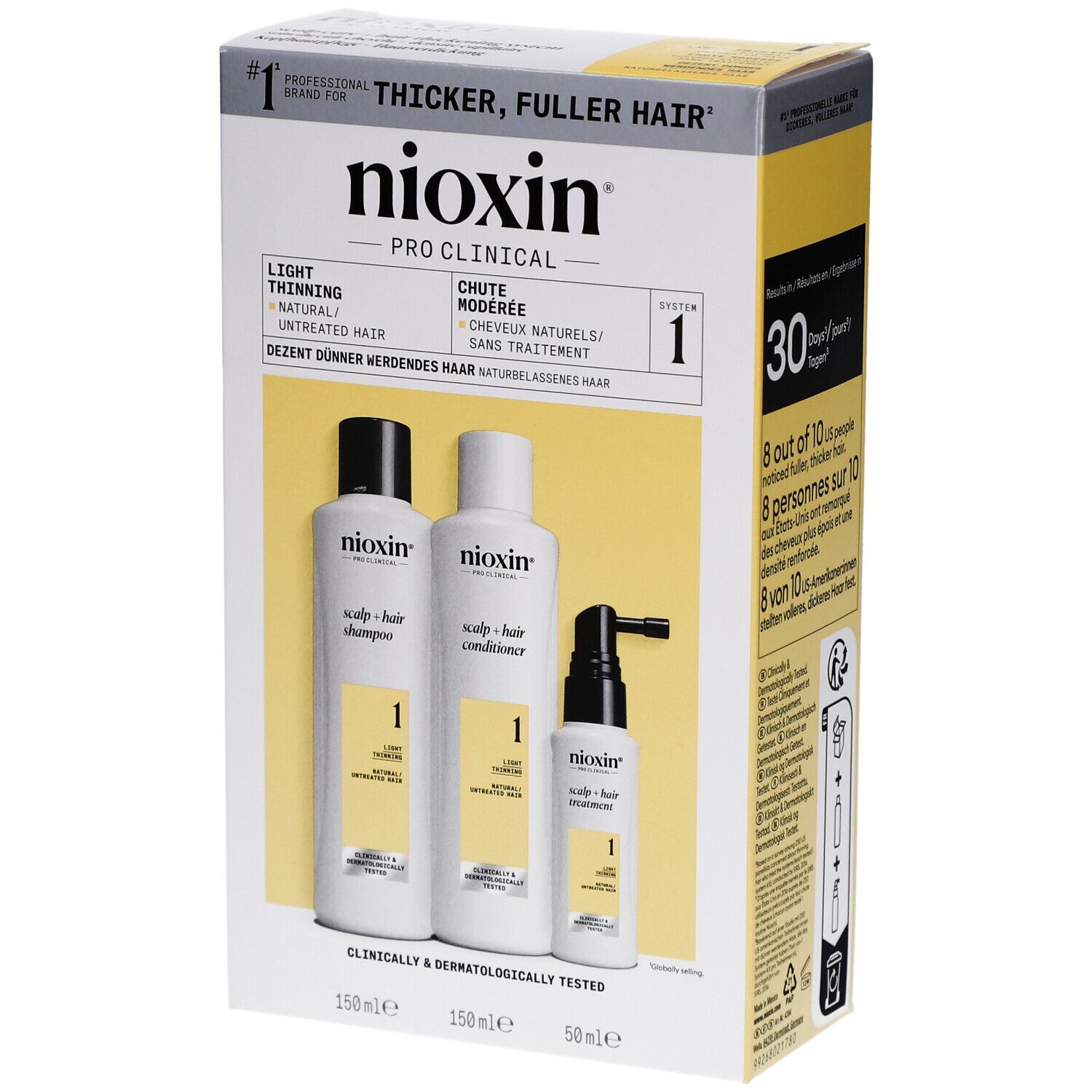 Nioxin System 1 Trial Kit for Thinning Hair 150+150+40 ml Set