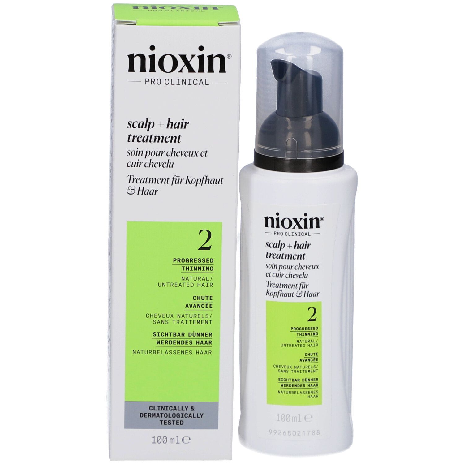 Nioxin System 2 Kopfhautbehandlung und Kartonverpackung, 100ml.